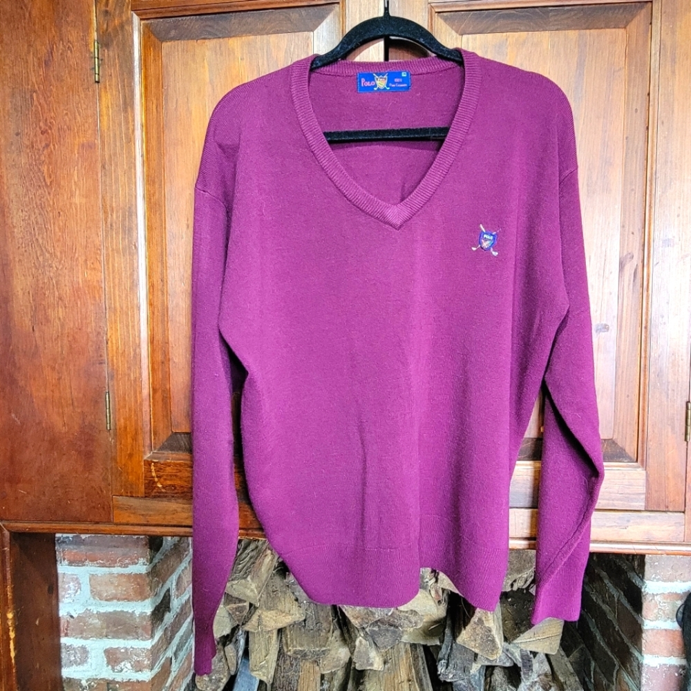 POLO Ralph Lauren 100% Cashmere Purple Golf Sweater - Large